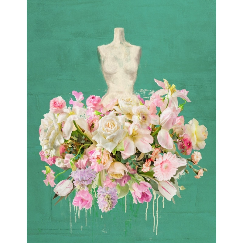 Wall art print, canvas. Parr, Dressed in Flowers I (Garden Green)