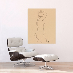 Quadro, stampa su tela. Disegni di Egon Schiele, Standing Nude, Right