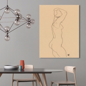 Leinwandbilder und Poster. Egon Schiele, Standing Nude, Facing Right