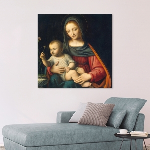 Cuadro religioso en lienzo. Bernardino Luini, La Virgen del Clavel