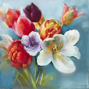 Flower wall art print, canvas. Nel Whatmore, Tulips Picked for You