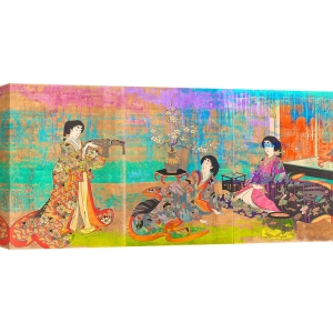 Modern japanese print, canvas. Eric Chestier, Hommage to Chikanobu