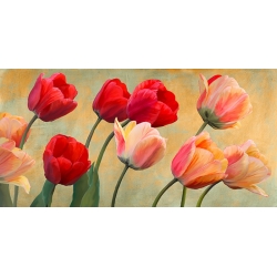 Tableau fleur moderne sur toile. Luca Villa, Tulipes d'or