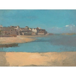Wall art print, canvas. Odilon Redon, Village by the Sea in Brittany