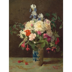 Wall art print and canvas.  George Cochran Lambdin, Vase of flowers