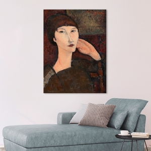 Tableau sur toile Amedeo Modigliani, Adrienne, femme avec frange