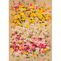 Quadro, stampa su tela fiori. Anna Borgese, Festone di fiori (Beige)