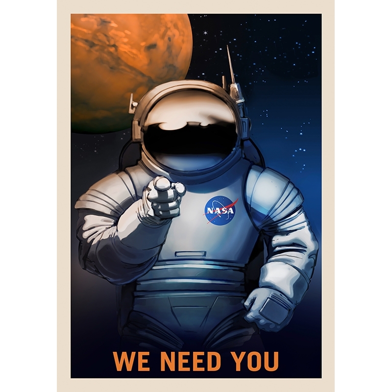 Tableau sur toile et poster de la NASA. We Need You
