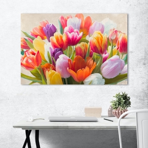 Cuadro en lienzo, flores modernos. Luca Villa, Tulipanes de verano