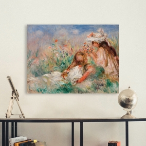 Quadro Renoir, Girls in the Grass Arranging a Bouquet