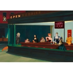 Funny wall art print and canvas. Steven Hill, An Art Night Out, detail