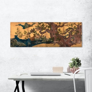 Japanese wall art print, and canvas. Kano Eitoku, Cypress Trees