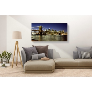 Wall art print and canvas. Setboun, Panoramic view of Lower Manhattan at dusk, New York