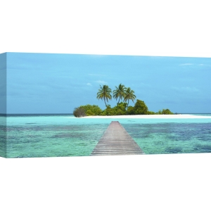 Leinwandbilder. Steg und Insel, Malediven