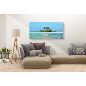 Wall art print and canvas. Pangea Images, Jetty and Maldivian island