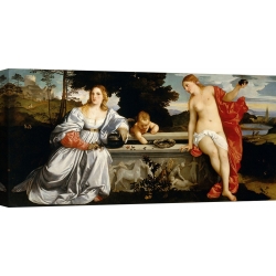 Tableau sur toile. Tiziano, Amour sacré et amour profane