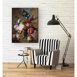 Wall art print and canvas. Jan Van Os, Poppies, Peonies and other Flowers in a Terracotta Vase