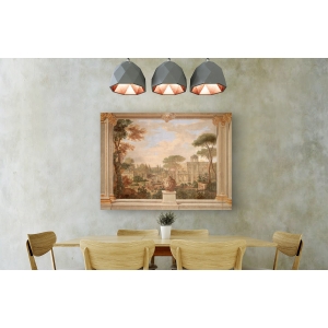 Wall art print and canvas. Fresco of Rome landscape