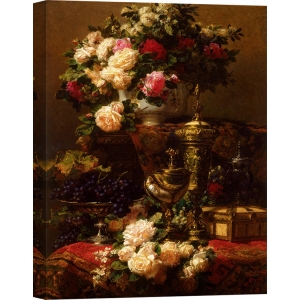 Cuadro en canvas. Jean-Baptiste Robie, Bodegón: Flores y frutas