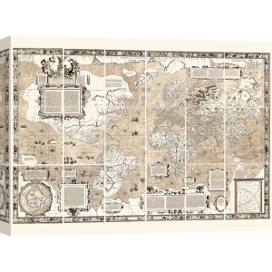 Tableau sur toile. Carte du Monde, Nova et Aucta Orbis Terrae Descriptio, 1569