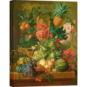 Quadro, stampa su tela. Paulus Theodorus van Brussel, Frutta e fiori