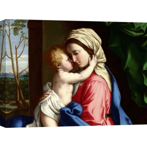 Quadro, stampa su tela. Sassoferrato, La Vergine ed il Bambino, abbraccio (dettaglio)