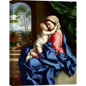 Cuadros religiosos en canvas. Sassoferrato, La Virgen y el niño, abrazo