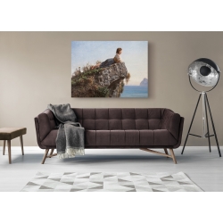 Wall art print and canvas. Filippo Palizzi, The girl on the rock in Sorrento