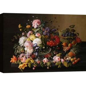 Wall art print and canvas. Severin Roesen, Flowers and Fruits