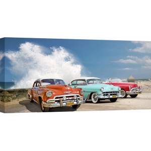 Cuadro de coches en canvas. Autos en Avenida de Maceo, la Habana, Cuba