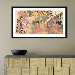 Japanese art, canvas, poster.  Kininaga, Kabuki players