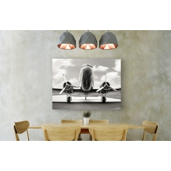 Wall art print and canvas. Vintage DC-3 in air field
