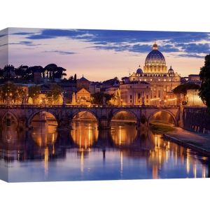 Wall art print and canvas. Night view at St. Peter's cathedral, Rome