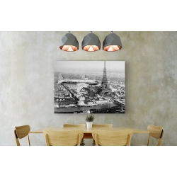 Wall art print and canvas. Airplane over Paris