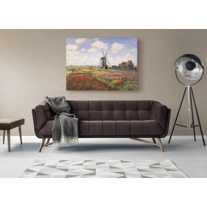 Wall art print and canvas. Claude Monet, Tulip Fields with Windmill