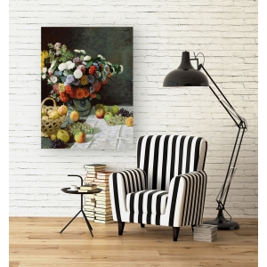 Tableau sur toile. Claude Monet, Nature morte avec fleurs et fruits