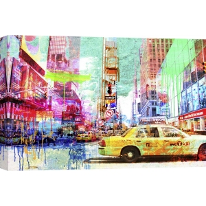 Quadro, stampa su tela. Eric Chestier, Taxis in Times Square 2.0
