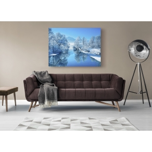 Wall art print and canvas. Krahmer, Winter landscape at Loisach, Germany