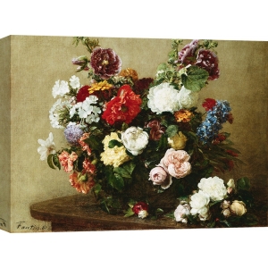 Cuadro en canvas. Henri Fantin-Latour, Bodegón: Ramo de flores variadas