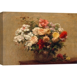 Wall art print and canvas. Henri Fantin-Latour, Vase with Summer Flowers