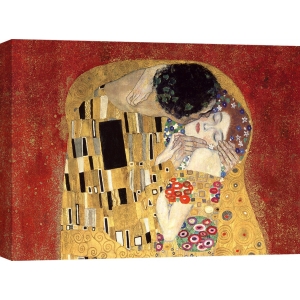 Cuadro famoso en canvas. Gustav Klimt, El beso, detalle (Red variation)