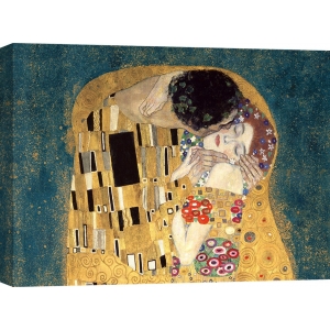 Quadro, stampa su tela. Gustav Klimt, Il Bacio, dettaglio (variante blu)