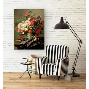 Wall art print and canvas. Henri Robbe, Peonies, Poppies and Roses