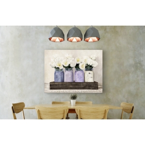 Wall art print and canvas. Jenny Thomlinson, Tulips in Mason Jars