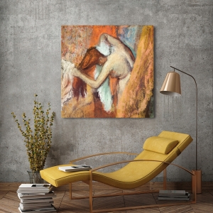 Tableau sur toile, affiche, poster Edgar Degas, Femme se peignant
