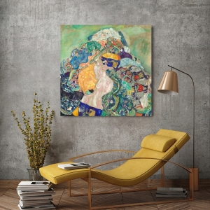 Wall art print, canvas and poster. Gustav Klimt, Baby in a Cradle