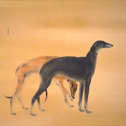 Cuadro japonés, poster y lienzo, Kansetsu Hashimoto, Perros de Europa