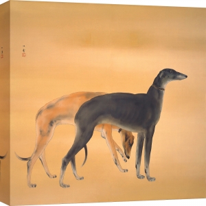 Cuadro japonés, poster y lienzo, Kansetsu Hashimoto, Perros de Europa