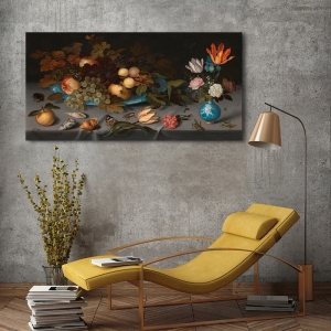 Cuadro, poster y lienzo, Balthasar van der Ast, Bodegón con frutas y flores