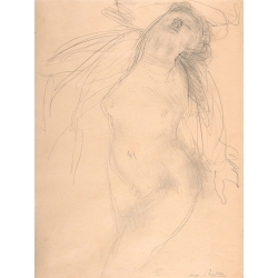 Cuadro, poster y lienzo, dibujo de Auguste Rodin, Nudo femenino